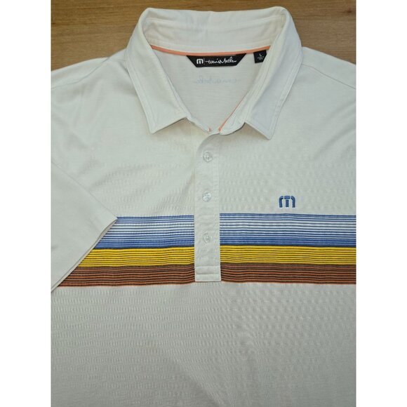 Men's White Polo Shirt with Striped Design - Picture 3 of 7